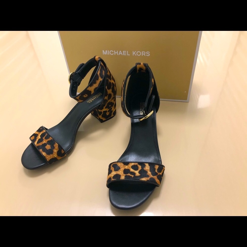 michael kors lena flex sandal calf hair leopard print